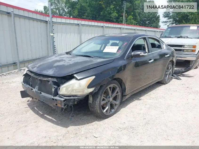 2010 Nissan Maxima 3.5 Sv VIN: 1N4AA5AP0AC841722 Lot: 42635379