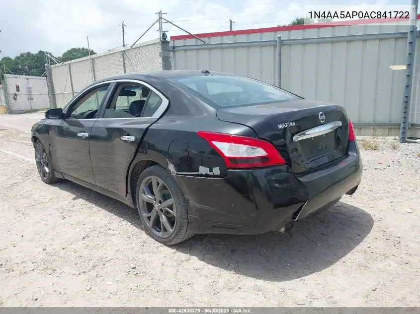2010 Nissan Maxima 3.5 Sv VIN: 1N4AA5AP0AC841722 Lot: 42635379