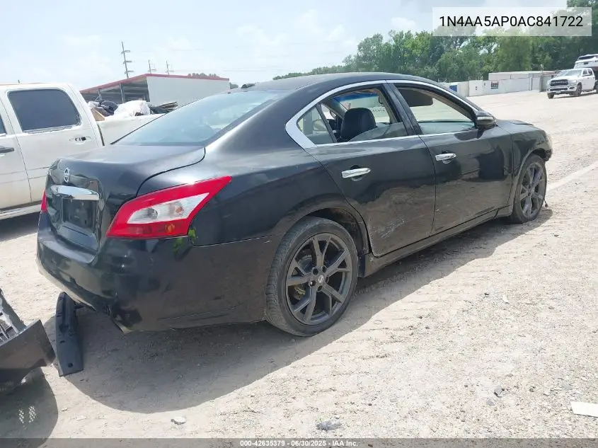 2010 Nissan Maxima 3.5 Sv VIN: 1N4AA5AP0AC841722 Lot: 42635379