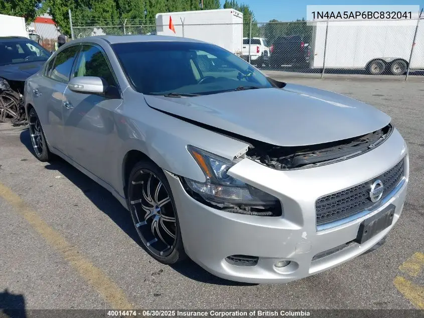 2011 Nissan Maxima S/Sv VIN: 1N4AA5AP6BC832041 Lot: 40014474