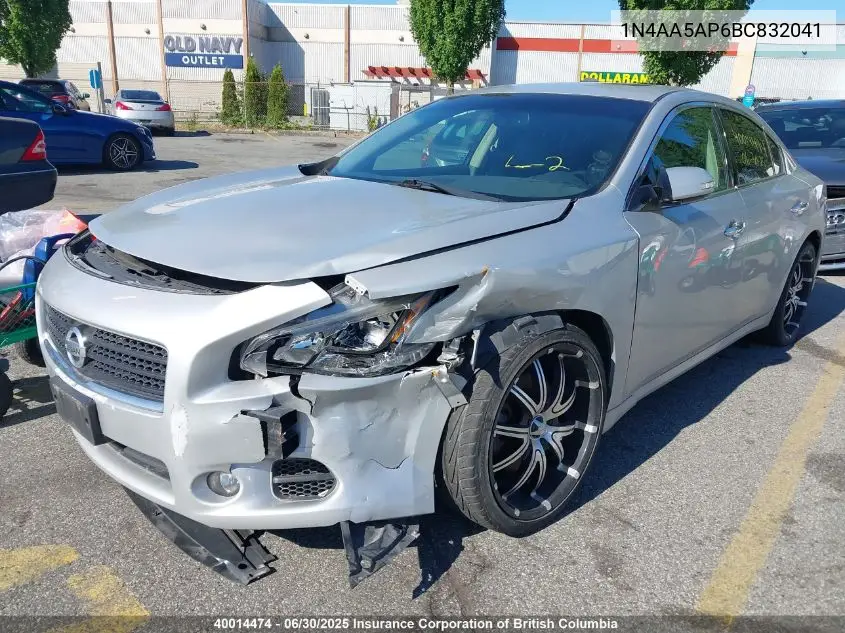 2011 Nissan Maxima S/Sv VIN: 1N4AA5AP6BC832041 Lot: 40014474
