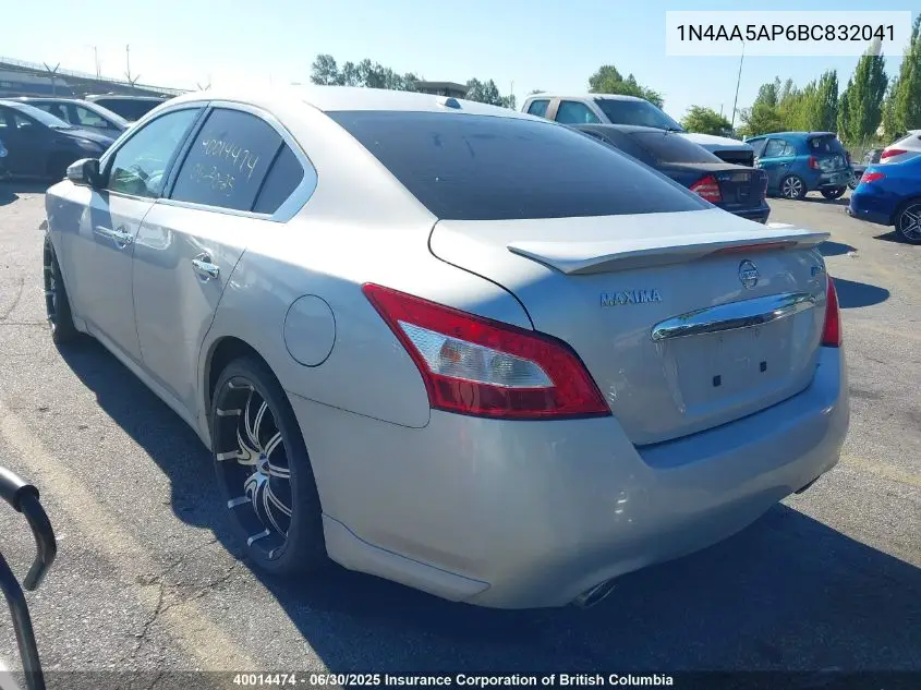2011 Nissan Maxima S/Sv VIN: 1N4AA5AP6BC832041 Lot: 40014474