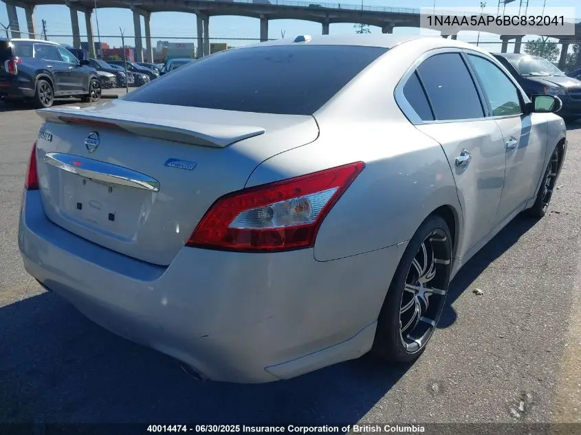 2011 Nissan Maxima S/Sv VIN: 1N4AA5AP6BC832041 Lot: 40014474