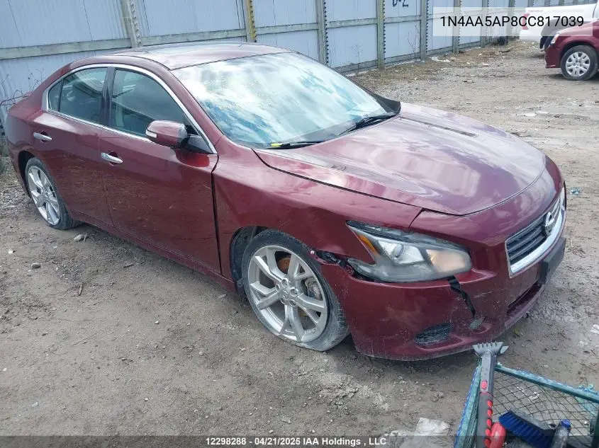 2012 Nissan Maxima VIN: 1N4AA5AP8CC817039 Lot: 12298288
