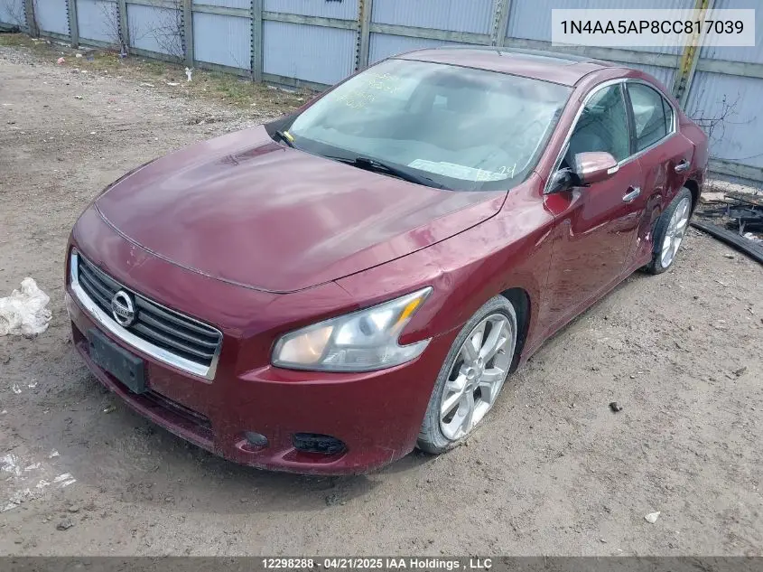 2012 Nissan Maxima VIN: 1N4AA5AP8CC817039 Lot: 12298288