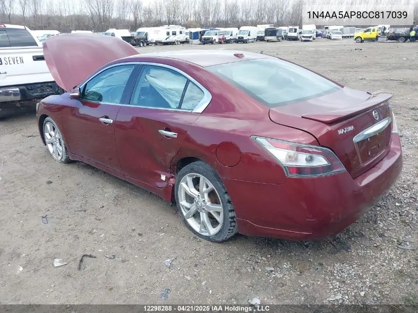 2012 Nissan Maxima VIN: 1N4AA5AP8CC817039 Lot: 12298288