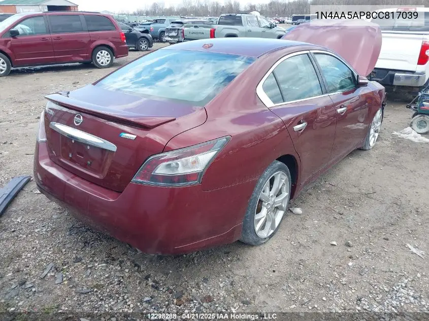 2012 Nissan Maxima VIN: 1N4AA5AP8CC817039 Lot: 12298288