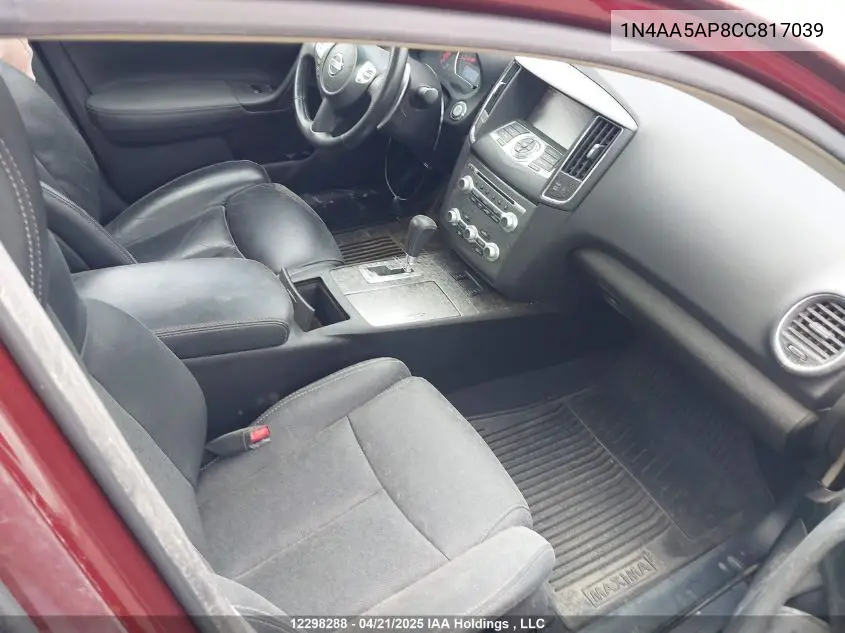 2012 Nissan Maxima VIN: 1N4AA5AP8CC817039 Lot: 12298288