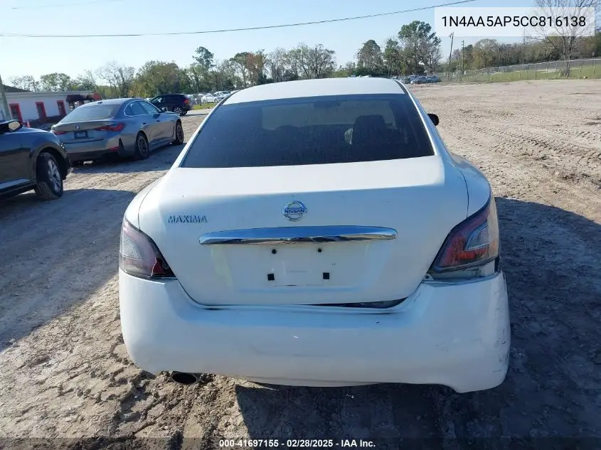 2012 Nissan Maxima 3.5 S VIN: 1N4AA5AP5CC816138 Lot: 41697155