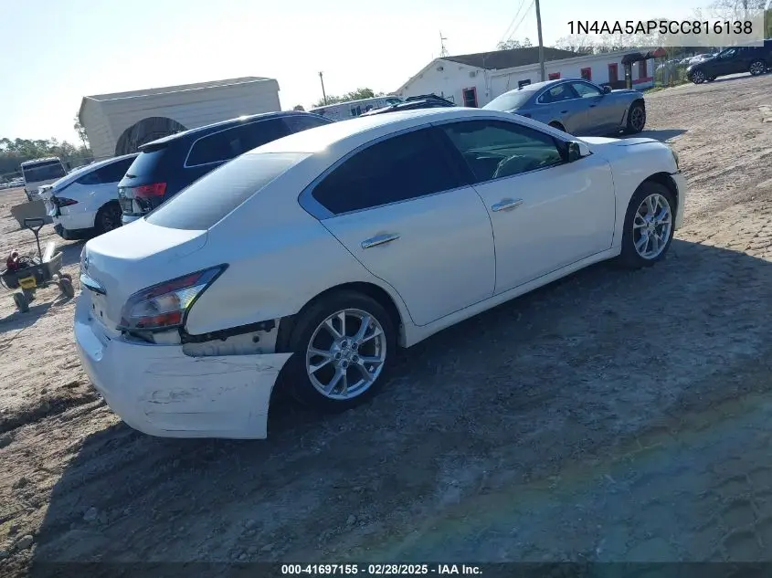 2012 Nissan Maxima 3.5 S VIN: 1N4AA5AP5CC816138 Lot: 41697155