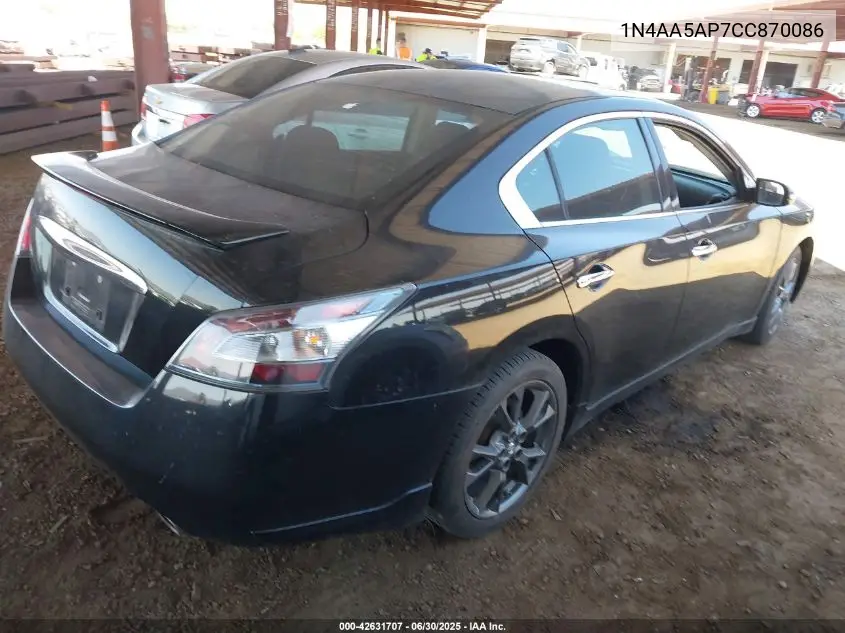 2012 Nissan Maxima 3.5 S VIN: 1N4AA5AP7CC870086 Lot: 42631707