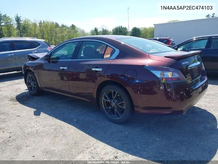 2014 Nissan Maxima 3.5 S VIN: 1N4AA5AP2EC474103 Lot: 42240301