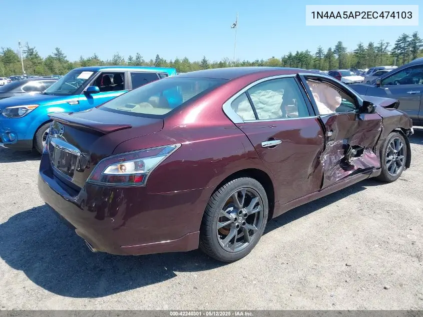 2014 Nissan Maxima 3.5 S VIN: 1N4AA5AP2EC474103 Lot: 42240301