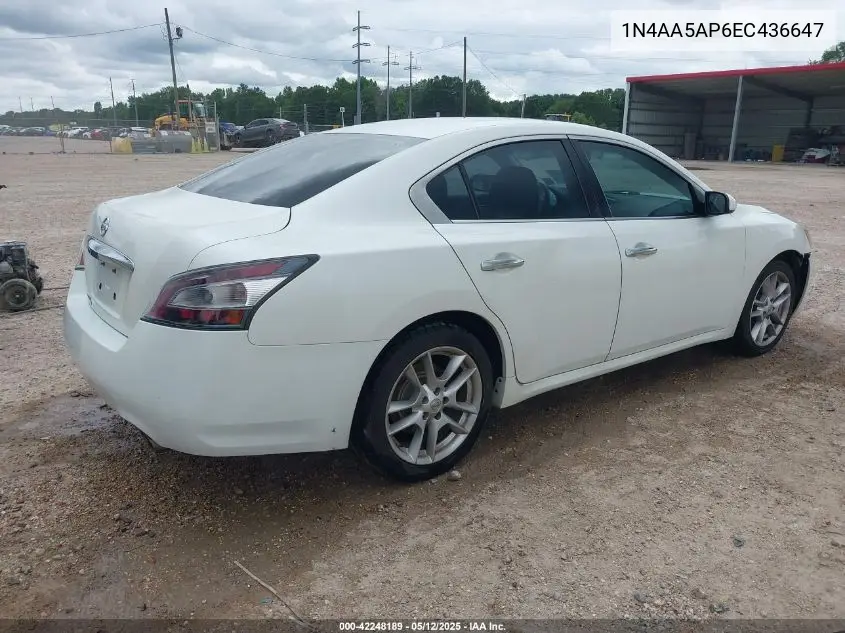 2014 Nissan Maxima 3.5 S VIN: 1N4AA5AP6EC436647 Lot: 42248189