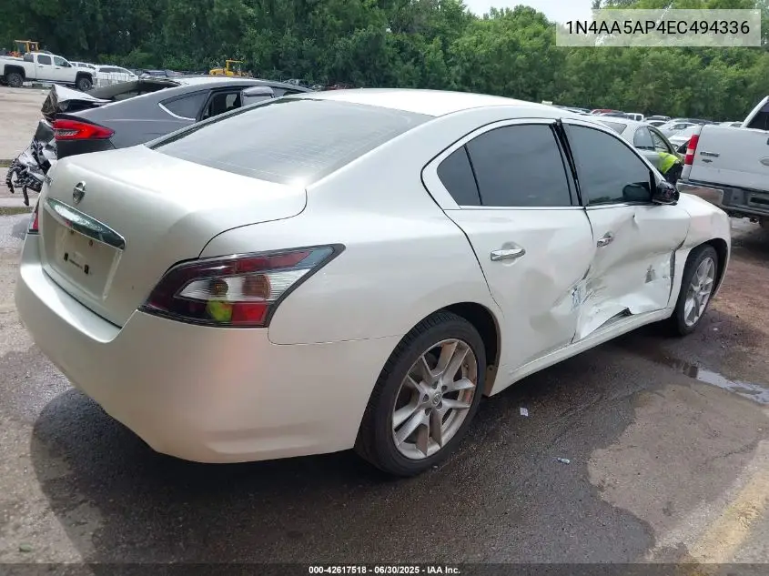 2014 Nissan Maxima 3.5 S/3.5 Sv VIN: 1N4AA5AP4EC494336 Lot: 42617518