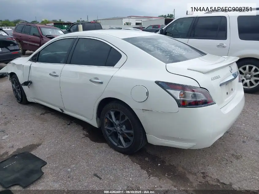 2014 Nissan Maxima 3.5 S VIN: 1N4AA5AP6EC908751 Lot: 42624511
