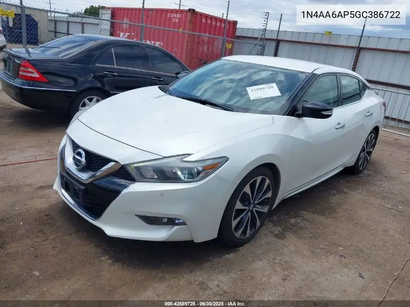 2016 Nissan Maxima 3.5 Sr VIN: 1N4AA6AP5GC386722 Lot: 42589728