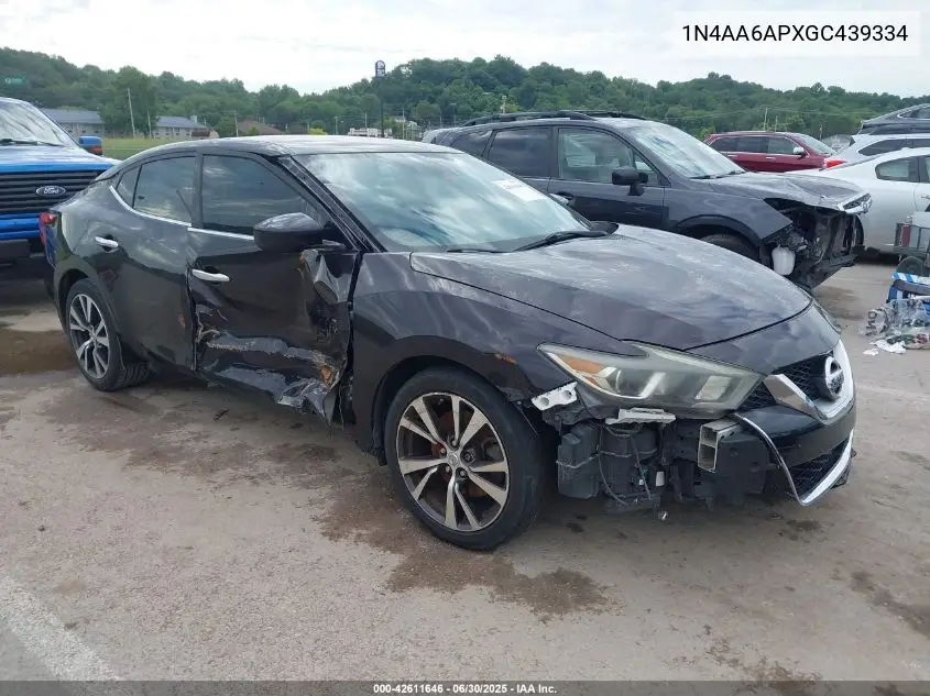 2016 Nissan Maxima 3.5 Platinum/3.5 S/3.5 Sl/3.5 Sr/3.5 Sv VIN: 1N4AA6APXGC439334 Lot: 42611646