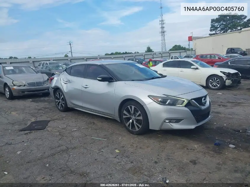 2016 Nissan Maxima 3.5 Sv VIN: 1N4AA6AP0GC405760 Lot: 42626283