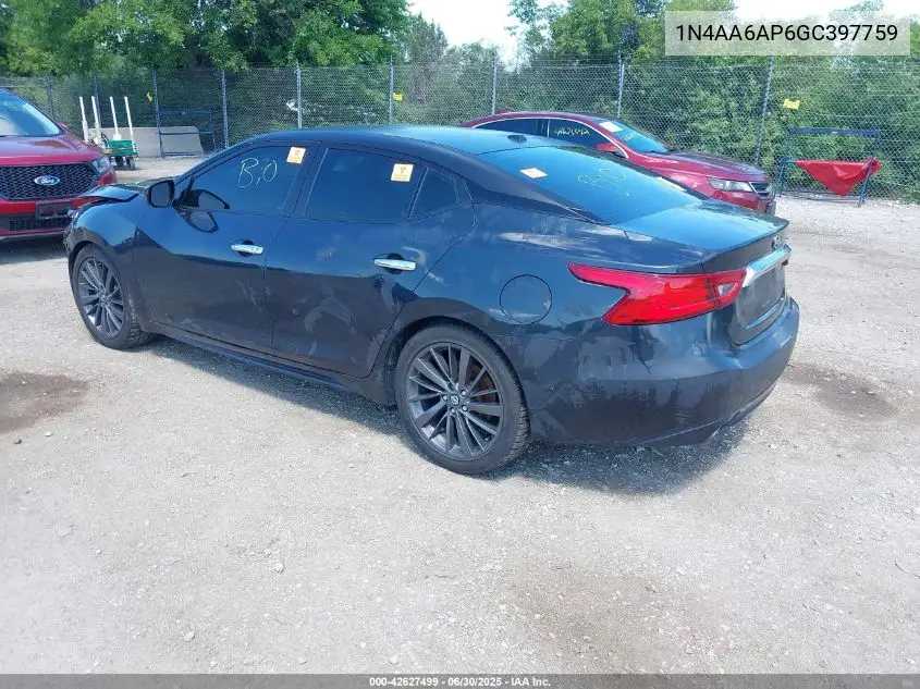 2016 Nissan Maxima 3.5 S VIN: 1N4AA6AP6GC397759 Lot: 42627499