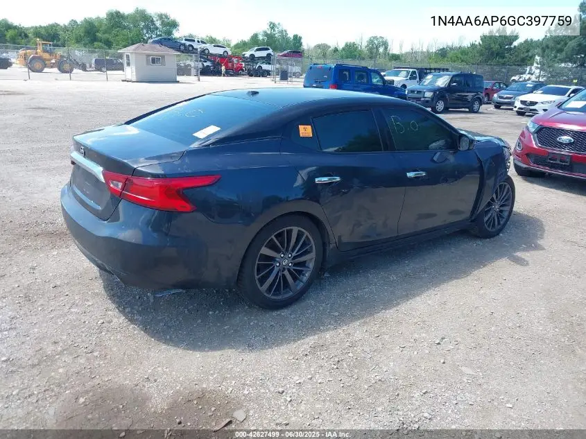 2016 Nissan Maxima 3.5 S VIN: 1N4AA6AP6GC397759 Lot: 42627499