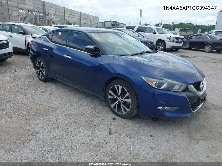 2016 Nissan Maxima 3.5 Platinum/3.5 S/3.5 Sl/3.5 Sr/3.5 Sv VIN: 1N4AA6AP1GC394347 Lot: 42627660