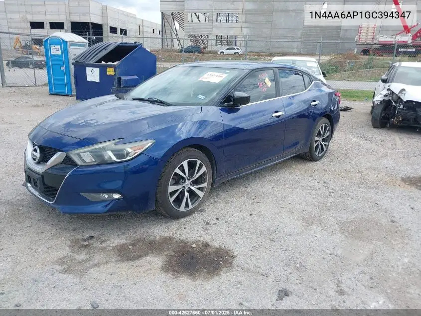 2016 Nissan Maxima 3.5 Platinum/3.5 S/3.5 Sl/3.5 Sr/3.5 Sv VIN: 1N4AA6AP1GC394347 Lot: 42627660