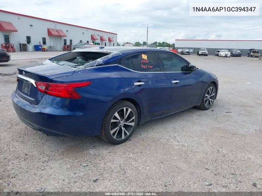 2016 Nissan Maxima 3.5 Platinum/3.5 S/3.5 Sl/3.5 Sr/3.5 Sv VIN: 1N4AA6AP1GC394347 Lot: 42627660