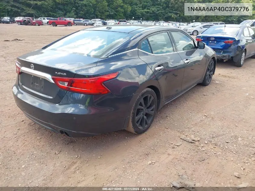 2016 Nissan Maxima 3.5 Platinum VIN: 1N4AA6AP4GC379776 Lot: 42718205