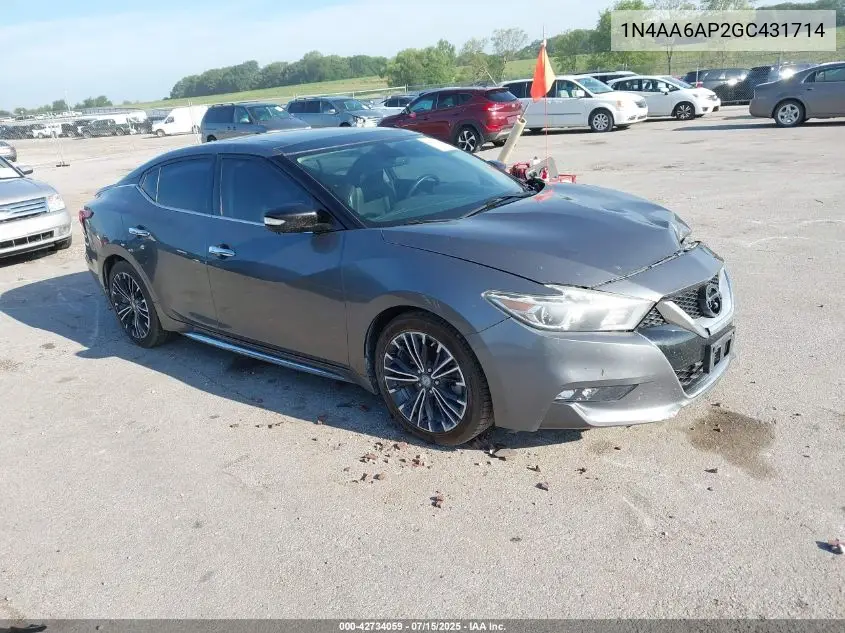 2016 Nissan Maxima 3.5 Platinum VIN: 1N4AA6AP2GC431714 Lot: 42734059
