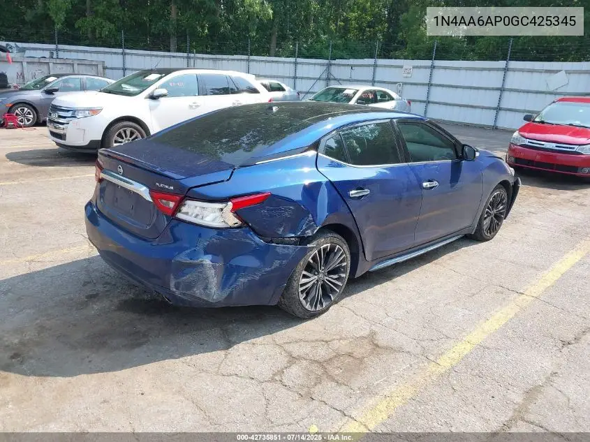 2016 Nissan Maxima 3.5 Platinum VIN: 1N4AA6AP0GC425345 Lot: 42735851