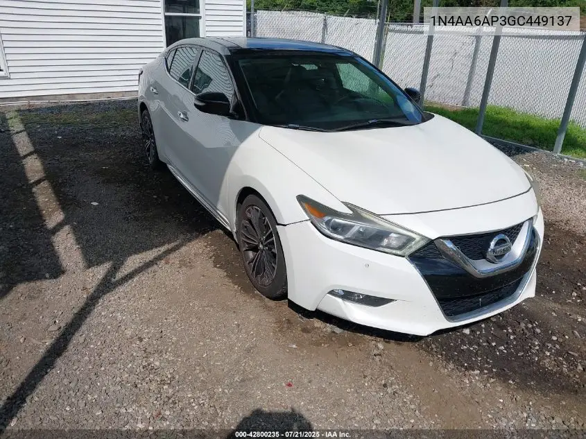 2016 Nissan Maxima 3.5 Sl VIN: 1N4AA6AP3GC449137 Lot: 42800235
