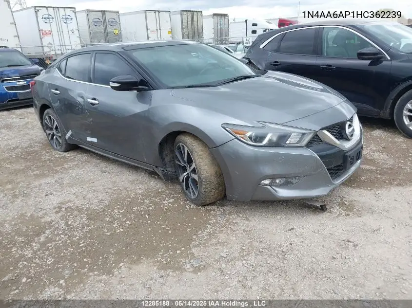 2017 Nissan Maxima 3.5S/Sv/Sl/Sr/Plat VIN: 1N4AA6AP1HC362239 Lot: 12285188