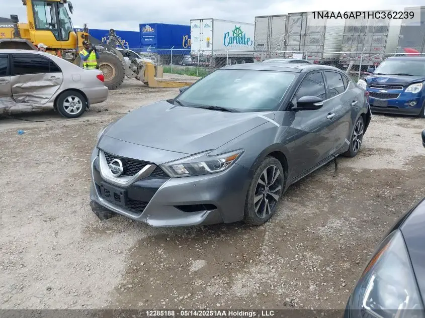 2017 Nissan Maxima 3.5S/Sv/Sl/Sr/Plat VIN: 1N4AA6AP1HC362239 Lot: 12285188