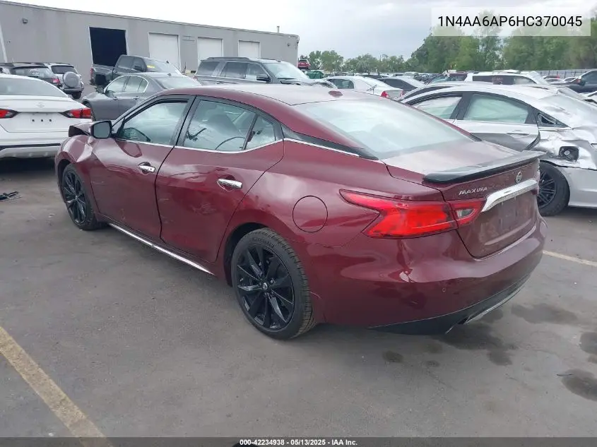 2017 Nissan Maxima 3.5 Sr VIN: 1N4AA6AP6HC370045 Lot: 42234938