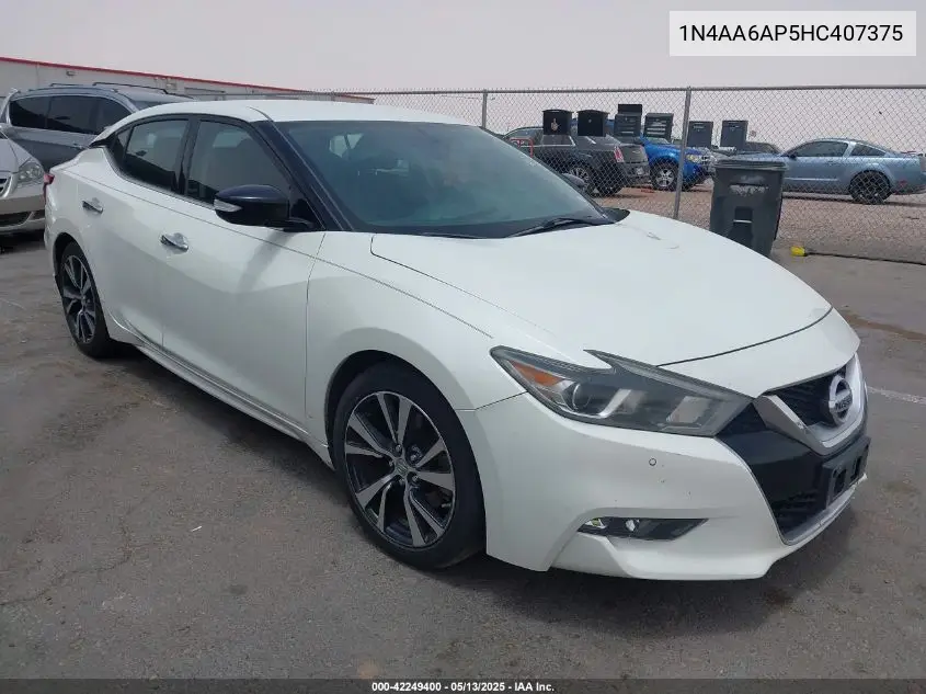 2017 Nissan Maxima 3.5 Sv VIN: 1N4AA6AP5HC407375 Lot: 42249400