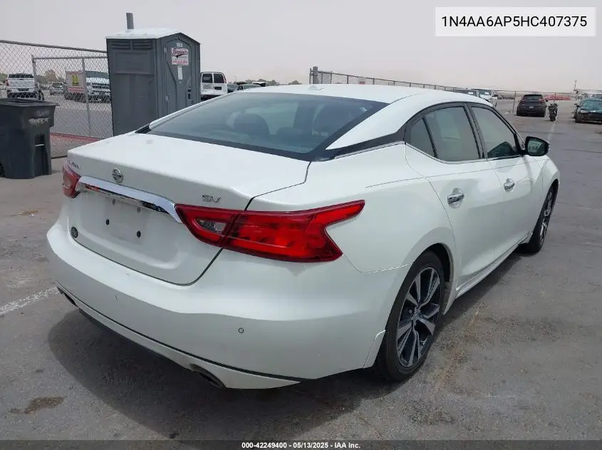 2017 Nissan Maxima 3.5 Sv VIN: 1N4AA6AP5HC407375 Lot: 42249400
