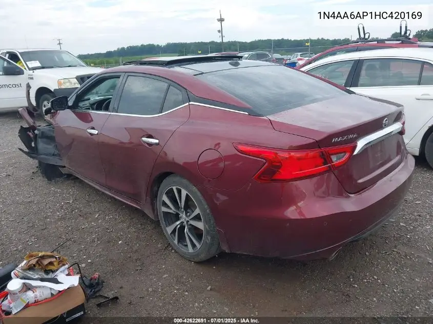 2017 Nissan Maxima 3.5 Sl VIN: 1N4AA6AP1HC420169 Lot: 42622691