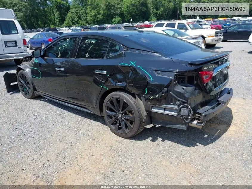 2017 Nissan Maxima 3.5 Sr VIN: 1N4AA6AP3HC450693 Lot: 42712522