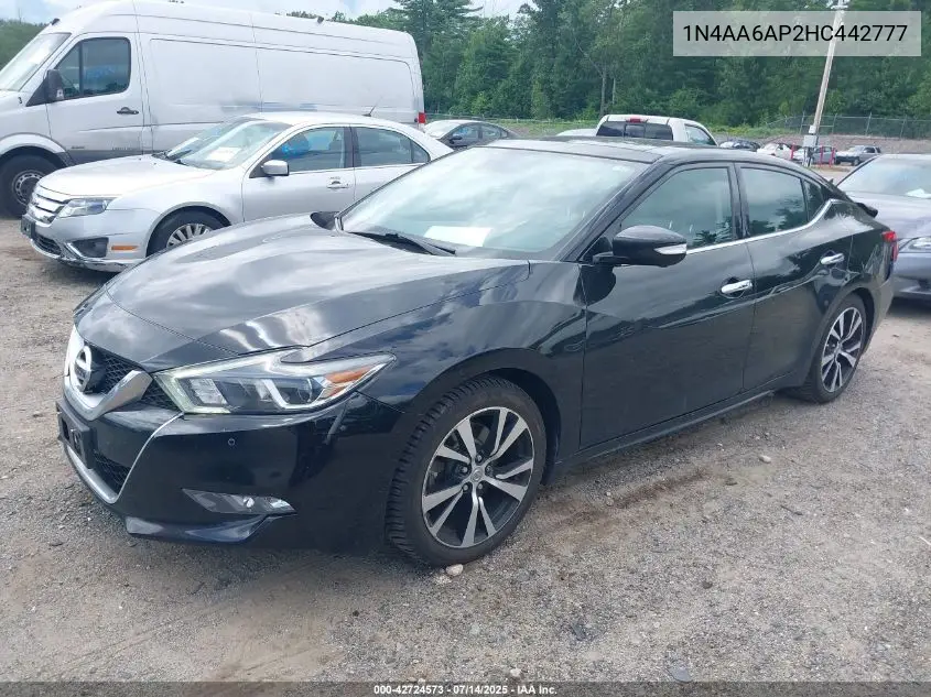 2017 Nissan Maxima 3.5 Platinum VIN: 1N4AA6AP2HC442777 Lot: 42724573
