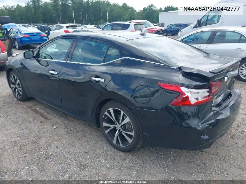 2017 Nissan Maxima 3.5 Platinum VIN: 1N4AA6AP2HC442777 Lot: 42724573