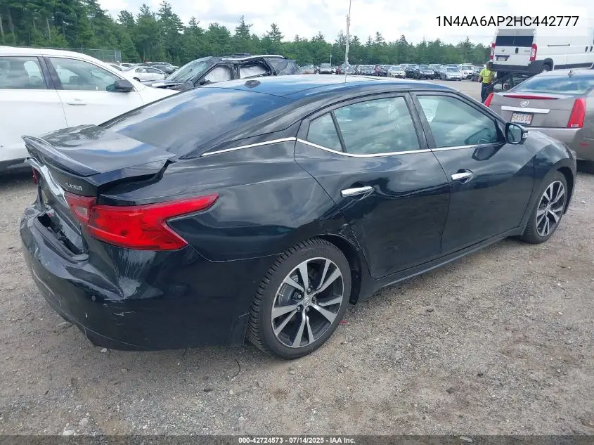 2017 Nissan Maxima 3.5 Platinum VIN: 1N4AA6AP2HC442777 Lot: 42724573