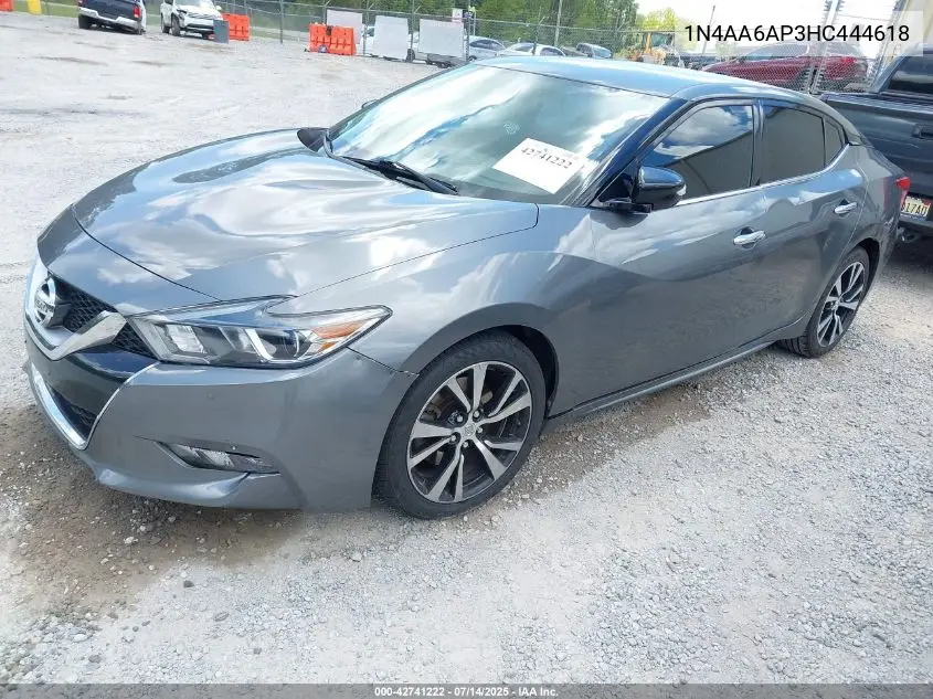 2017 Nissan Maxima 3.5 Sv VIN: 1N4AA6AP3HC444618 Lot: 42741222