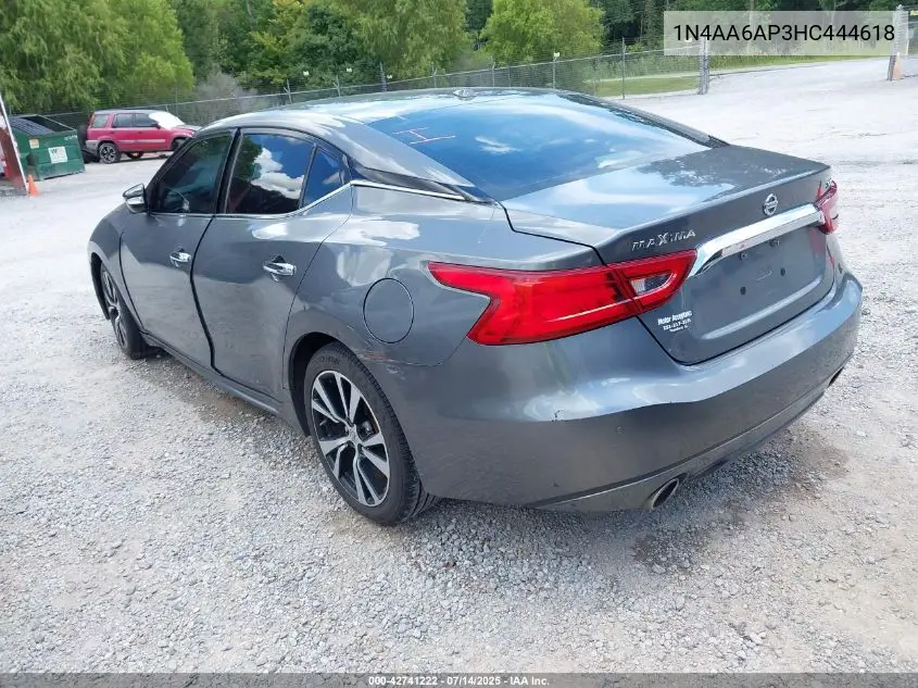 2017 Nissan Maxima 3.5 Sv VIN: 1N4AA6AP3HC444618 Lot: 42741222