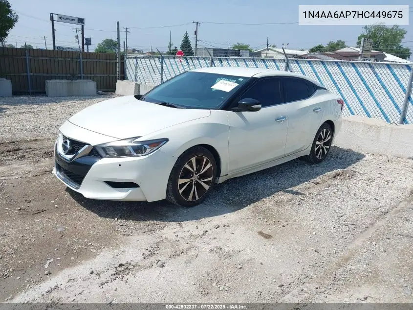 2017 Nissan Maxima 3.5S/Sv/Sl/Sr/Plat VIN: 1N4AA6AP7HC449675 Lot: 42802237