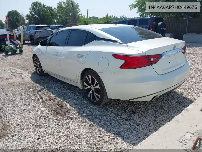 2017 Nissan Maxima 3.5S/Sv/Sl/Sr/Plat VIN: 1N4AA6AP7HC449675 Lot: 42802237