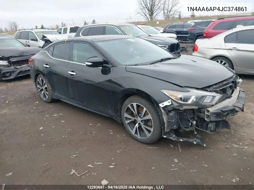 2018 Nissan Maxima 3.5S/Sv/Sl/Sr/Plat VIN: 1N4AA6AP4JC374861 Lot: 12293687
