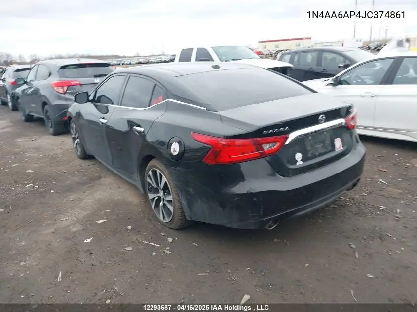 2018 Nissan Maxima 3.5S/Sv/Sl/Sr/Plat VIN: 1N4AA6AP4JC374861 Lot: 12293687