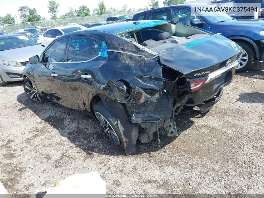 2019 Nissan Maxima 3.5 S VIN: 1N4AA6AV8KC375494 Lot: 42793308
