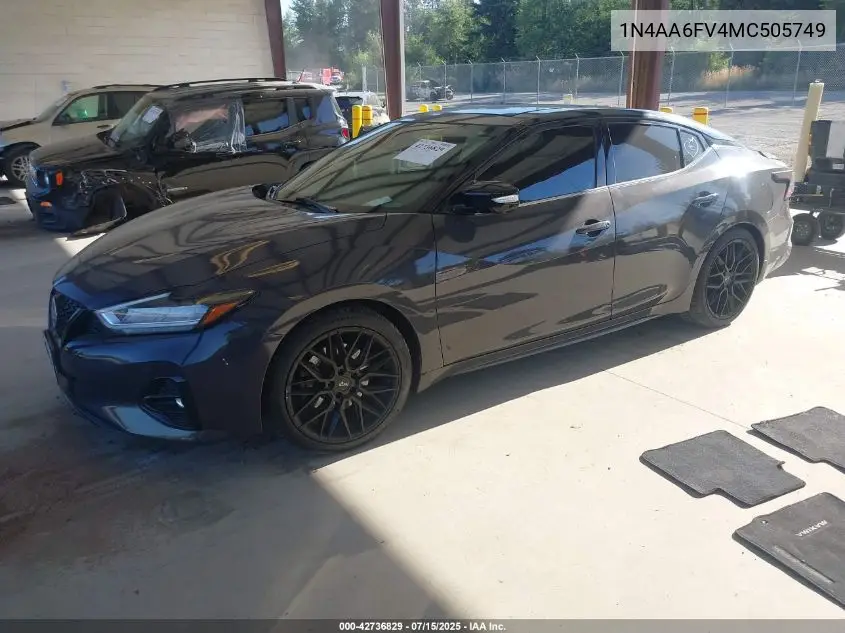 2021 Nissan Maxima Platinum Xtronic Cvt VIN: 1N4AA6FV4MC505749 Lot: 42736829